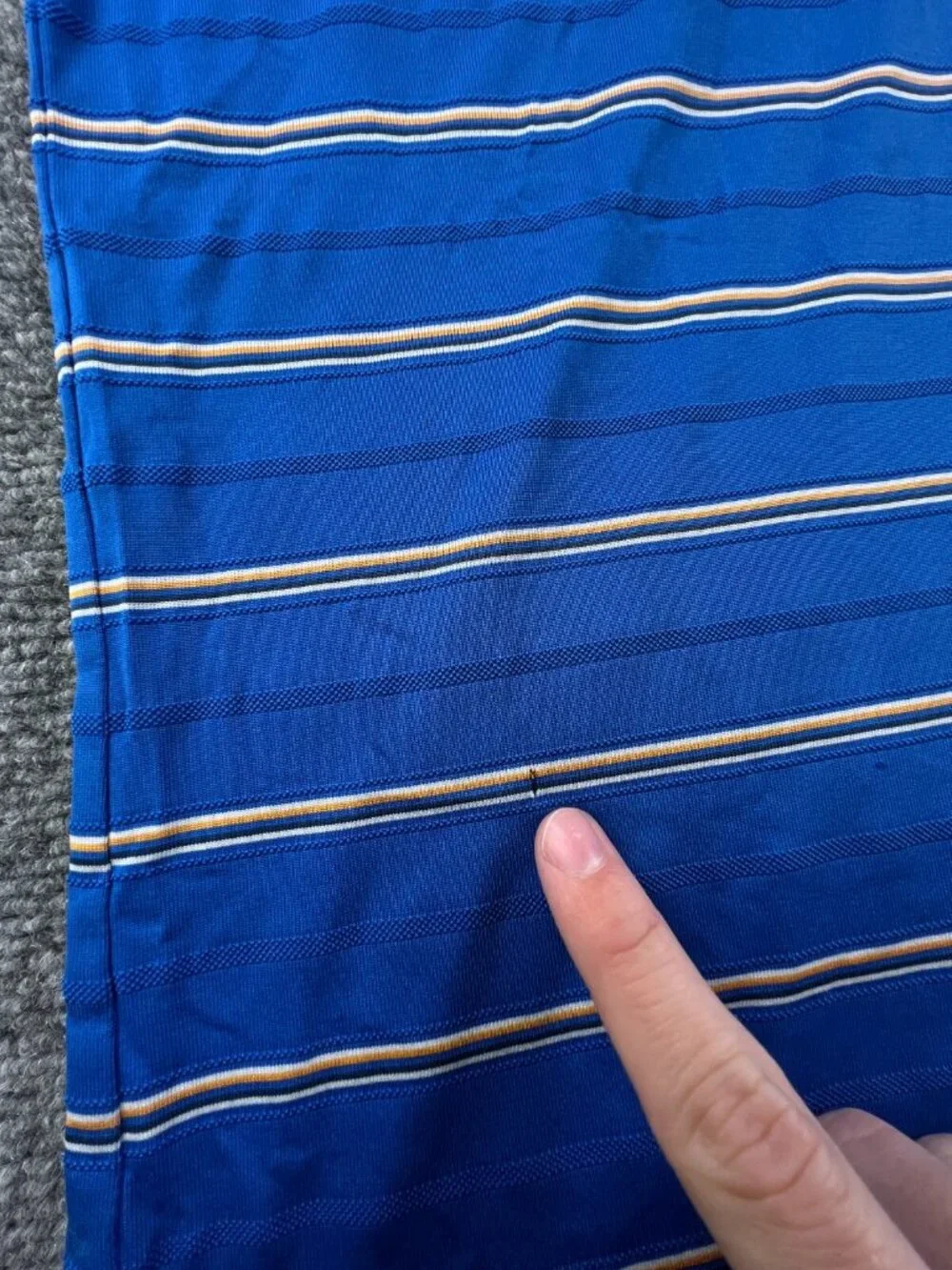 Adidas Climacool Blue Gold Striped Large Short Sleeve Polo Shirt Men’s Golf
